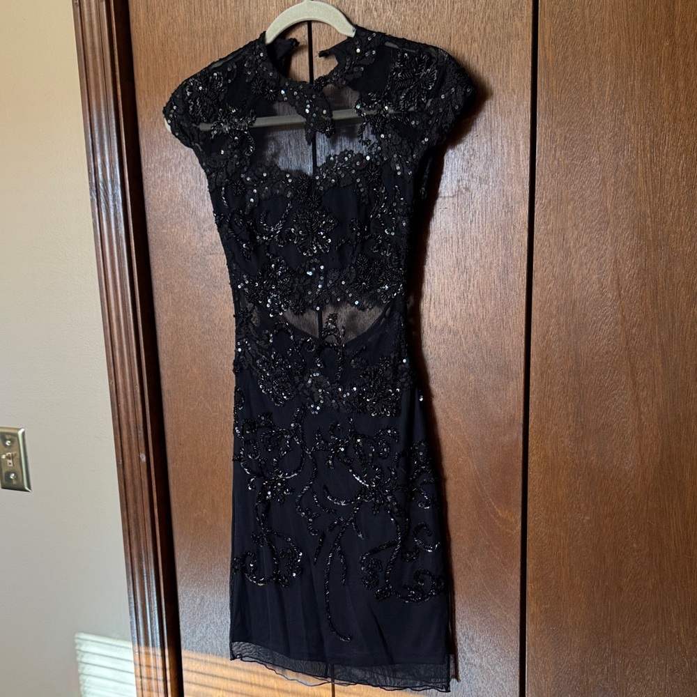 Mac Duggal Black Sequin Mini Dress